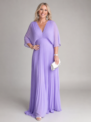 Women's V-Neck Floral Maxi Dress with Defined Waist