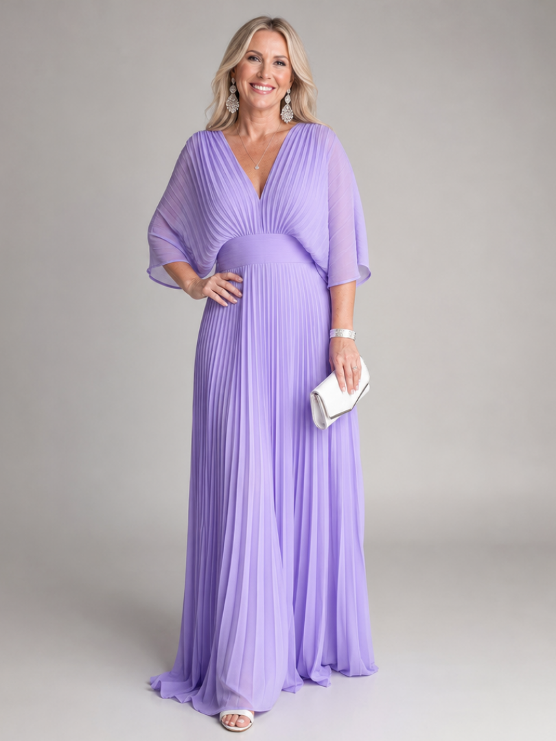 Women's V-Neck Floral Maxi Dress with Defined Waist