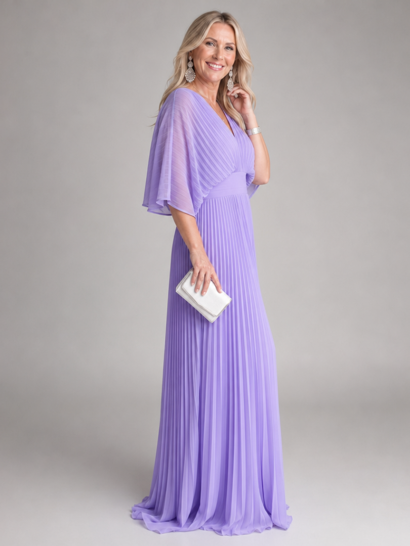 Women's V-Neck Floral Maxi Dress with Defined Waist