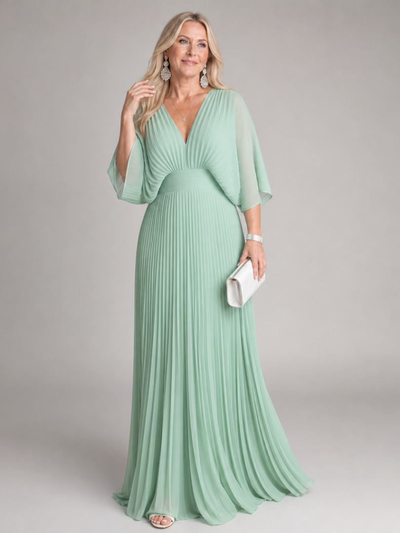 Women's V-Neck Floral Maxi Dress with Defined Waist