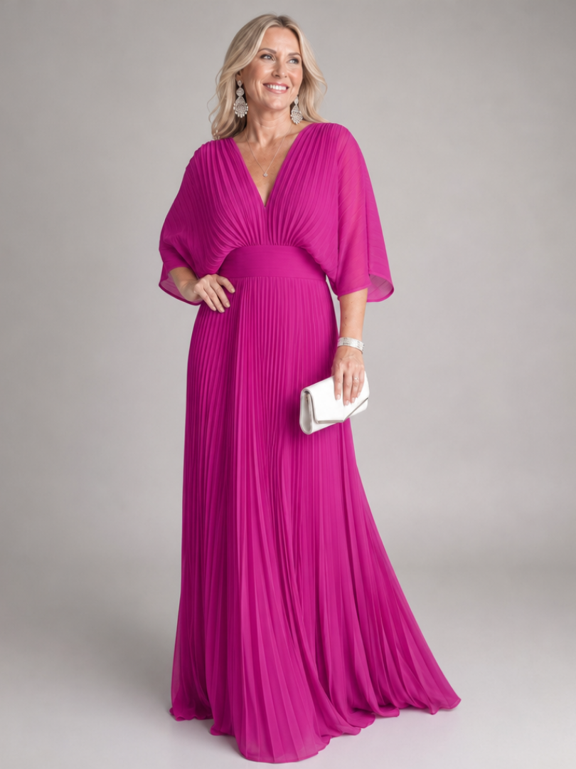 Women's V-Neck Floral Maxi Dress with Defined Waist