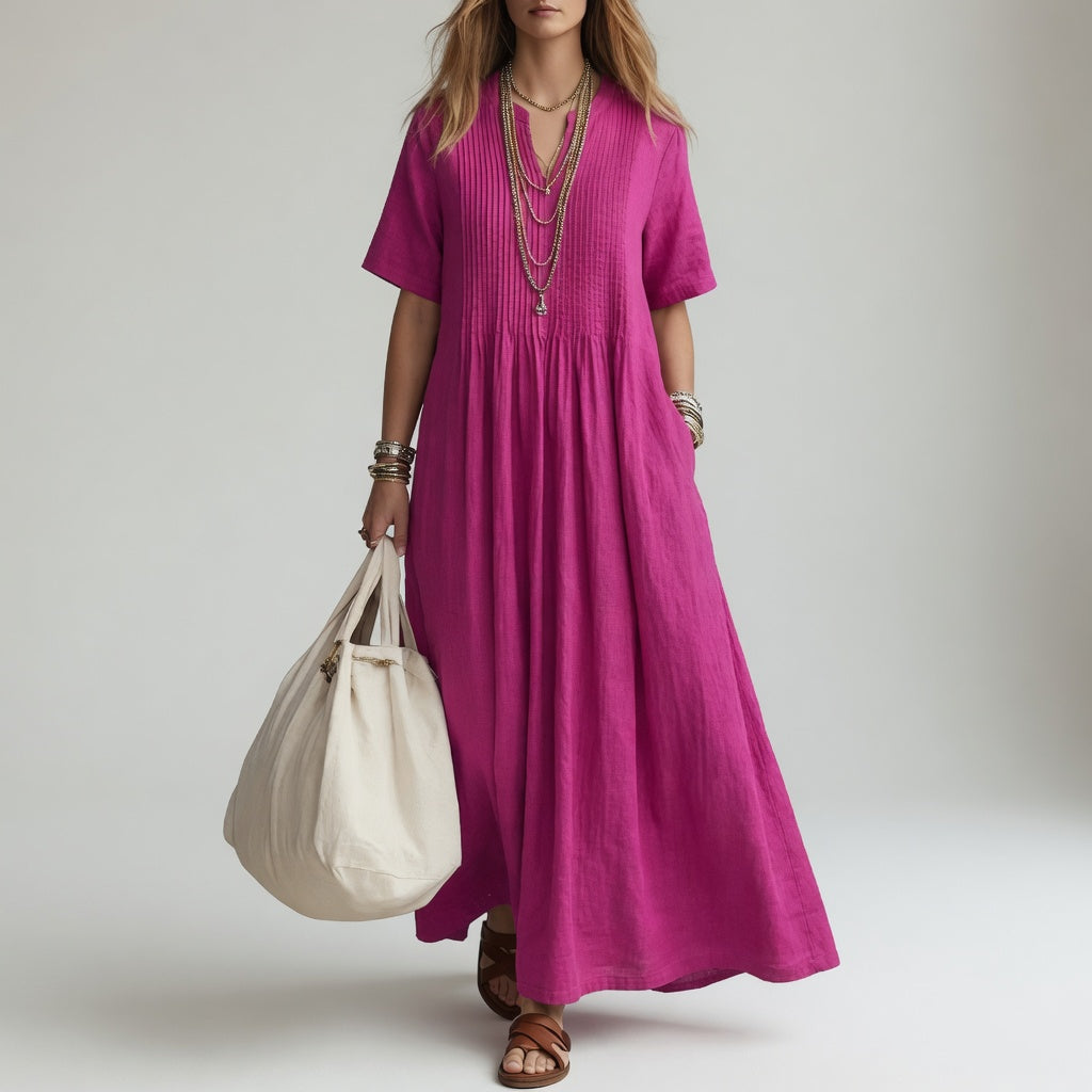 Women's V-Neck Flowing Maxi Summer Dress