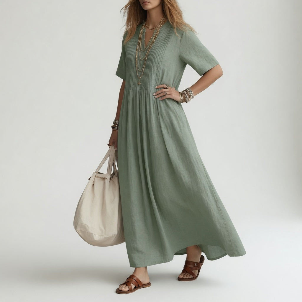 Women's V-Neck Flowing Maxi Summer Dress