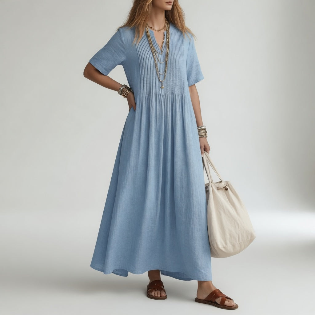 Women's V-Neck Flowing Maxi Summer Dress