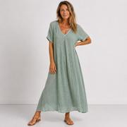 Women's V-Neck Long Maxi Dress with Fluid Cut