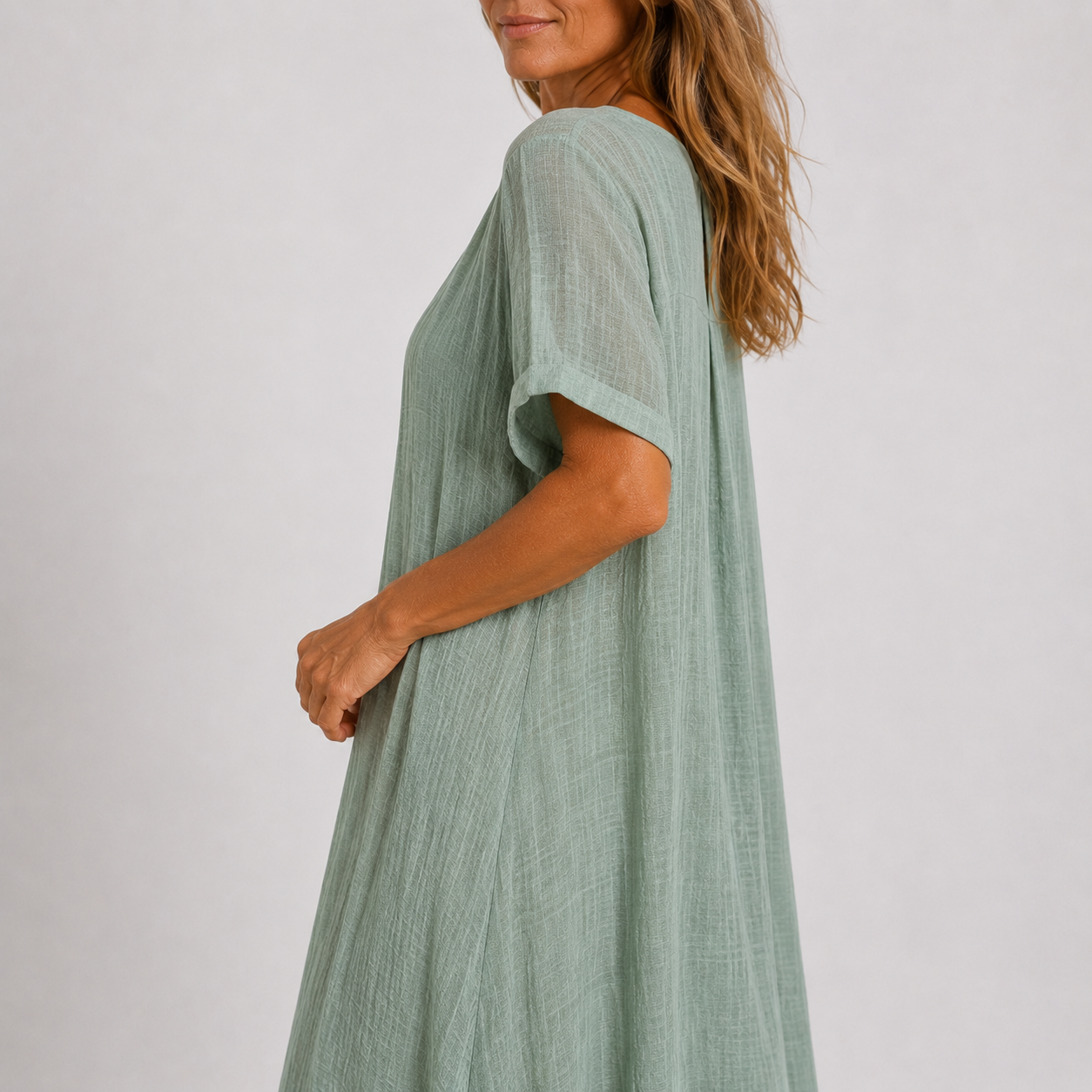 Women's V-Neck Long Maxi Dress with Fluid Cut