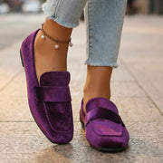 Women's Velvet Square Toe Loafers with Cushioned Sole