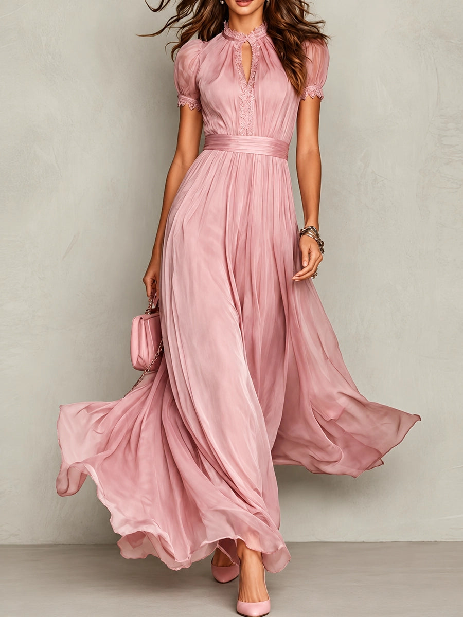 Women's Vintage Neckline Evening Dress with Flattering Silhouette