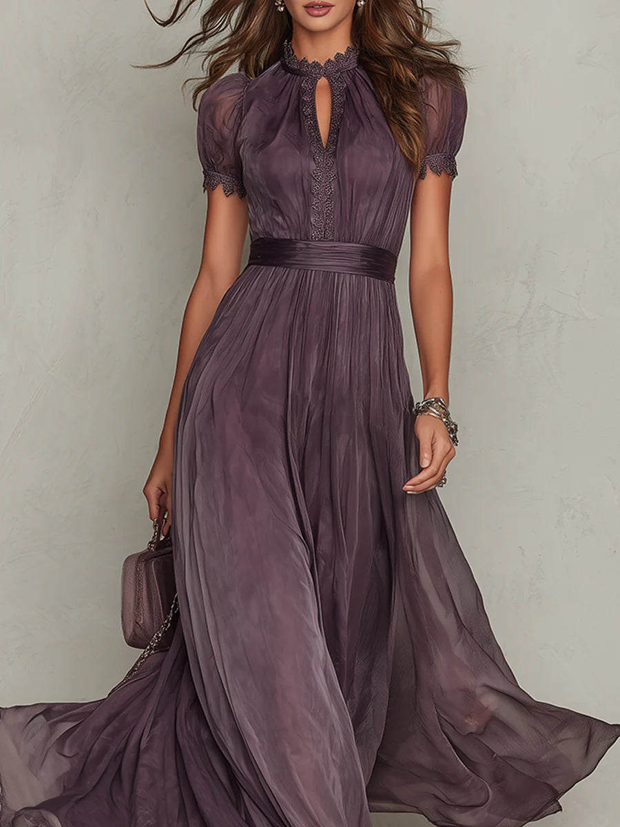 Women's Vintage Neckline Evening Dress with Flattering Silhouette