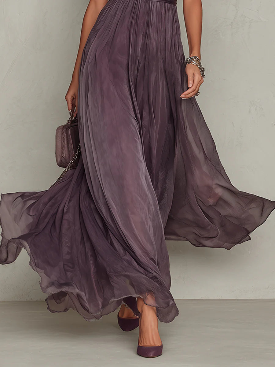 Women's Vintage Neckline Evening Dress with Flattering Silhouette