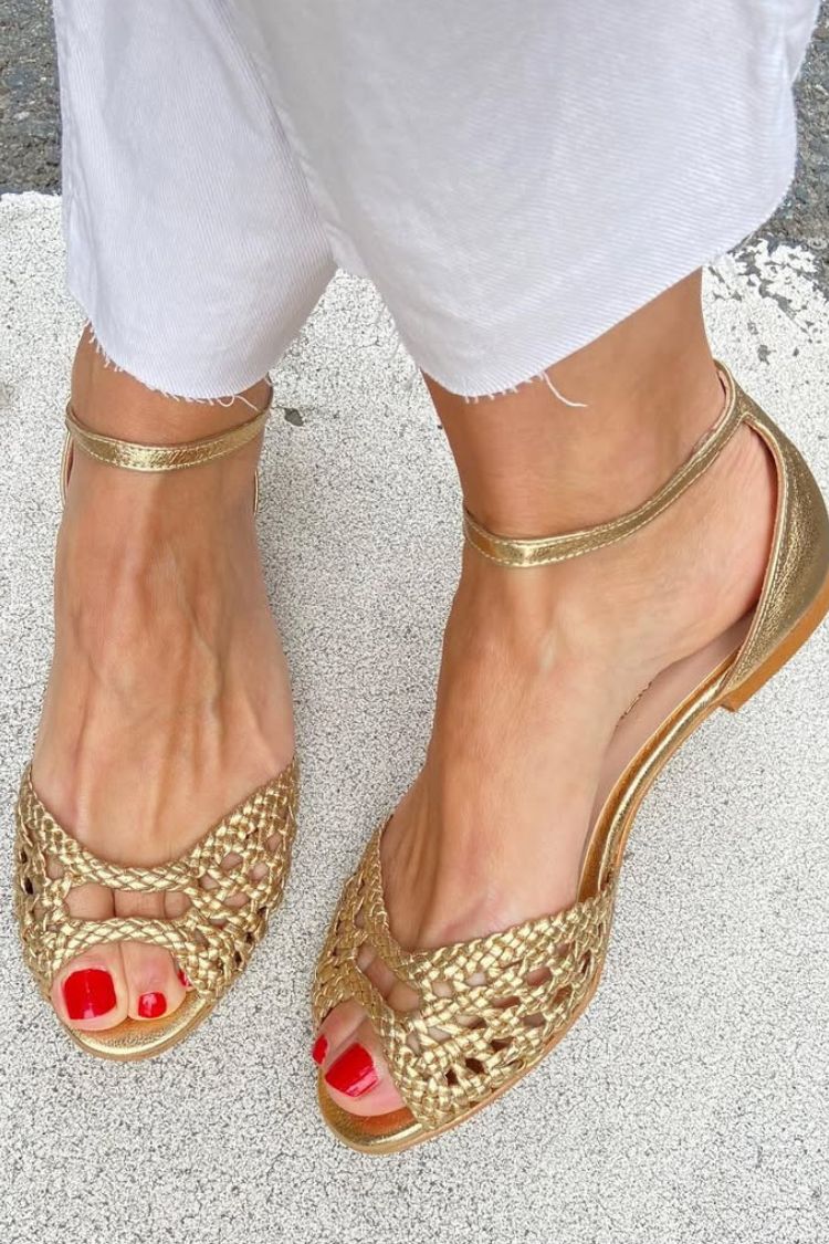 Women's Woven Slip-On Sandals with Adjustable Ankle Strap
