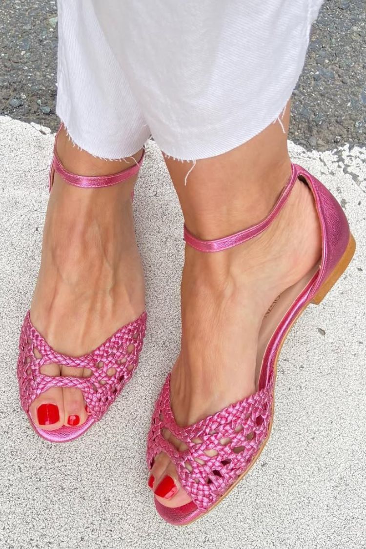 Women's Woven Slip-On Sandals with Adjustable Ankle Strap