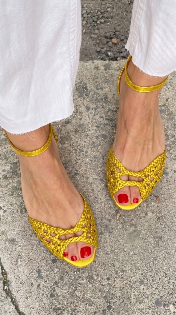 Women's Woven Slip-On Sandals with Adjustable Ankle Strap