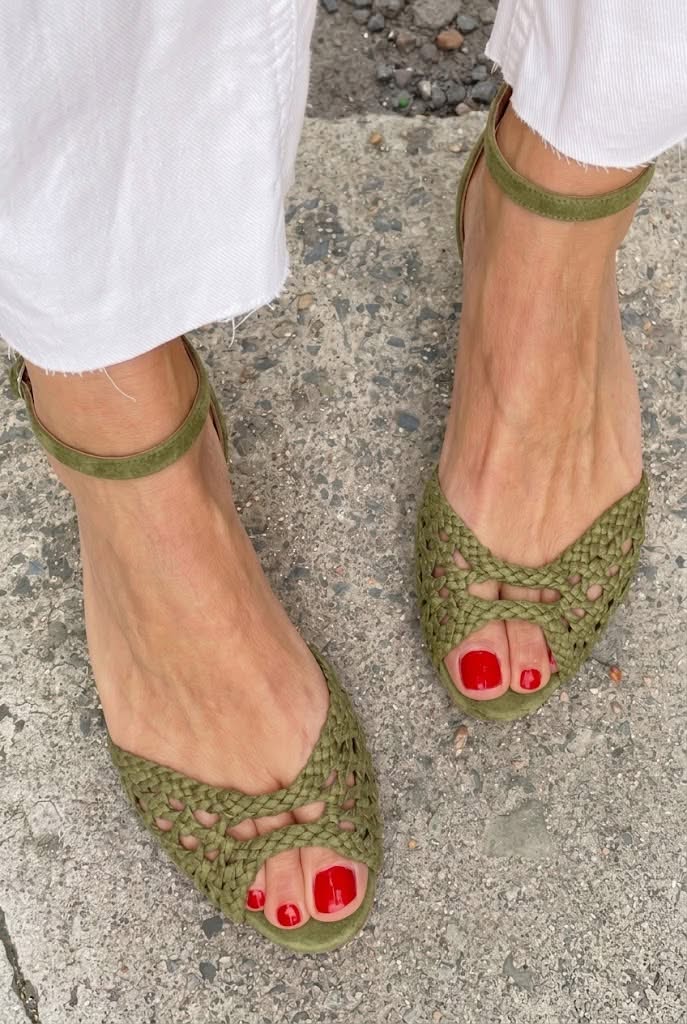Women's Woven Slip-On Sandals with Adjustable Ankle Strap