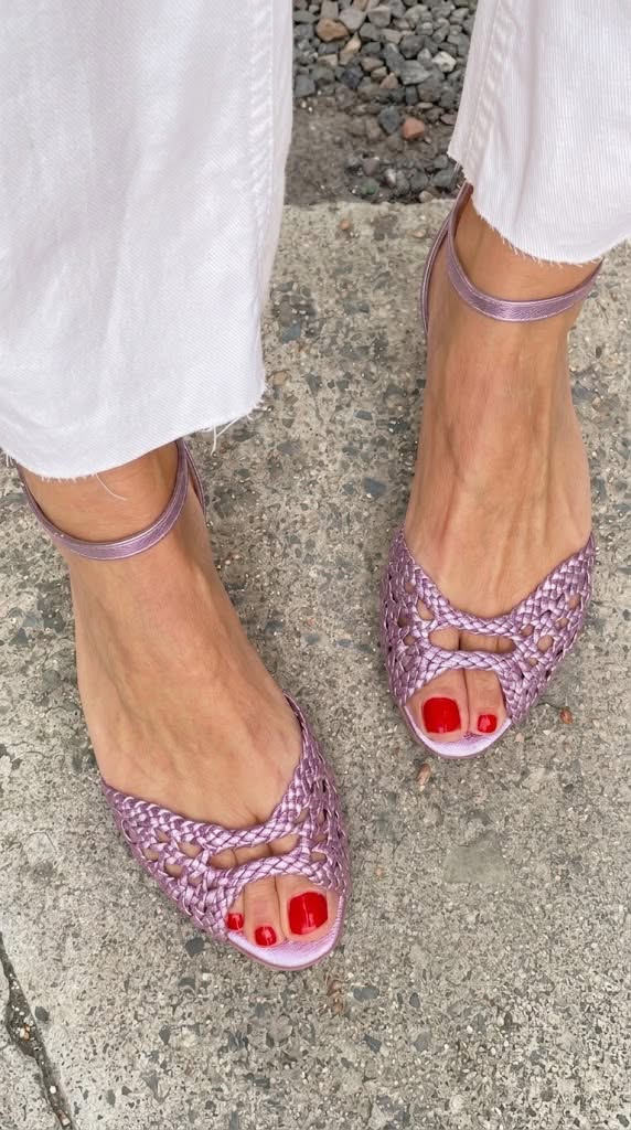 Women's Woven Slip-On Sandals with Adjustable Ankle Strap