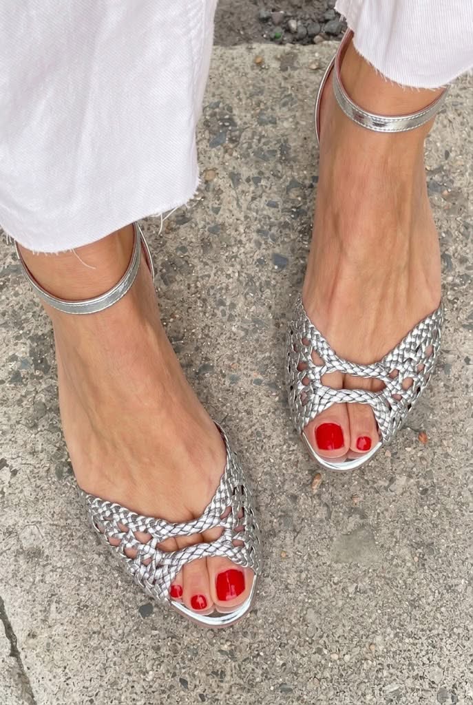 Women's Woven Slip-On Sandals with Adjustable Ankle Strap
