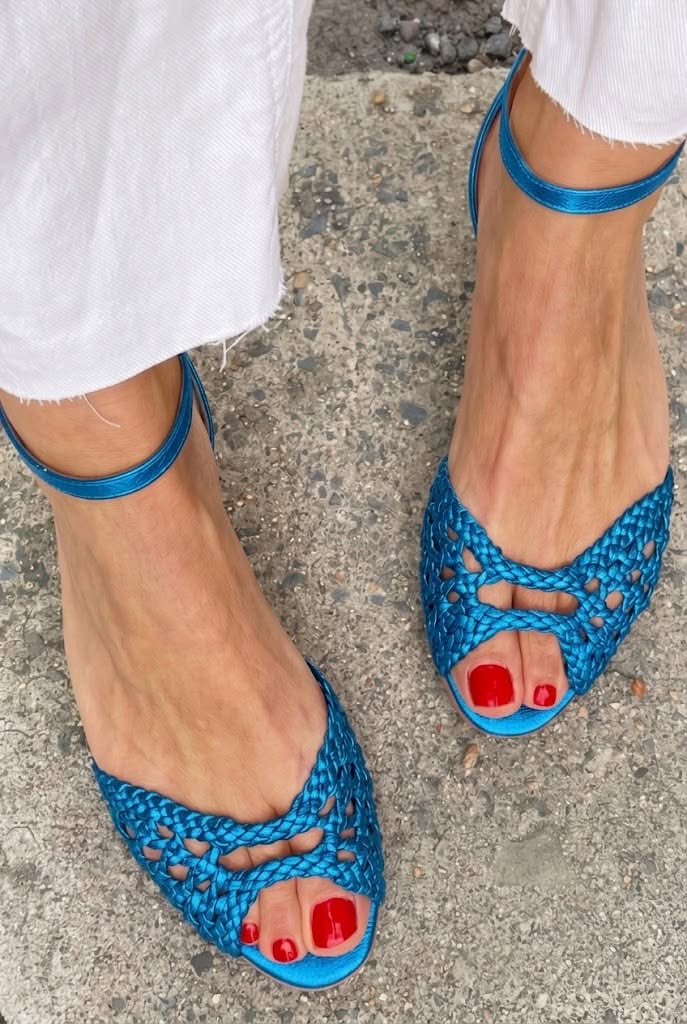 Women's Woven Slip-On Sandals with Adjustable Ankle Strap