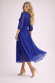 Women's Wrap Midi Dress with Adjustable Fit