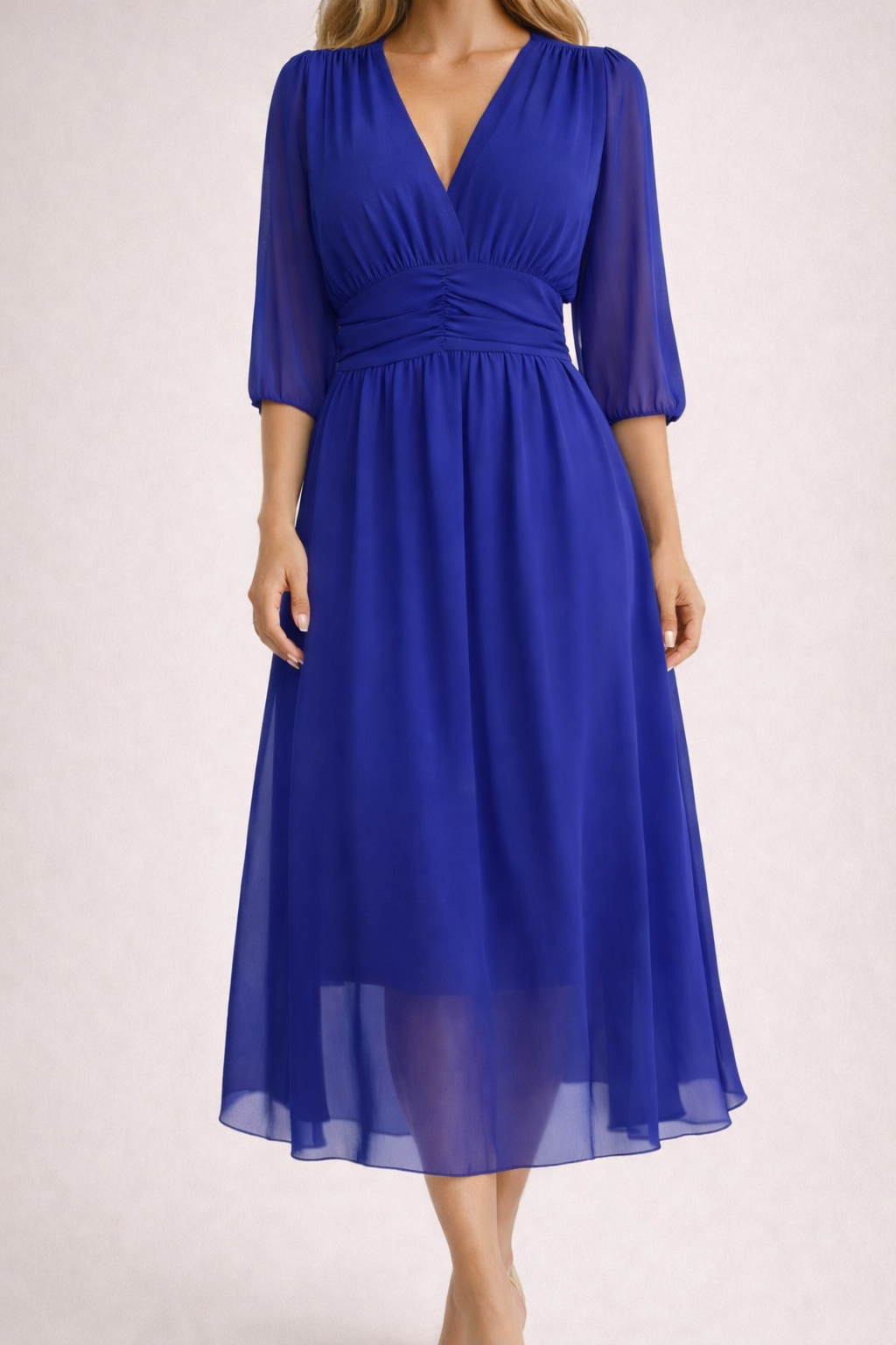 Women's Wrap Midi Dress with Adjustable Fit