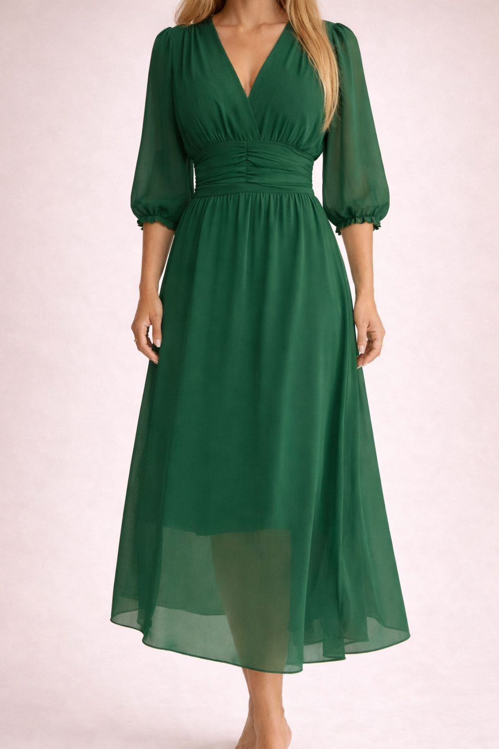 Women's Wrap Midi Dress with Adjustable Fit