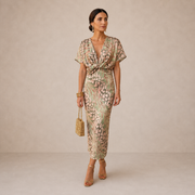 Women's Wrap Midi Dress with Lightweight Material