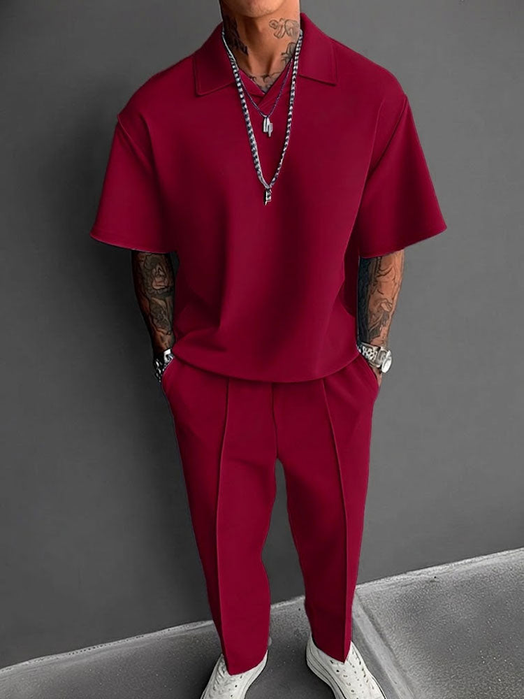 Men's Breathable Fabric Matching Tracksuit Set