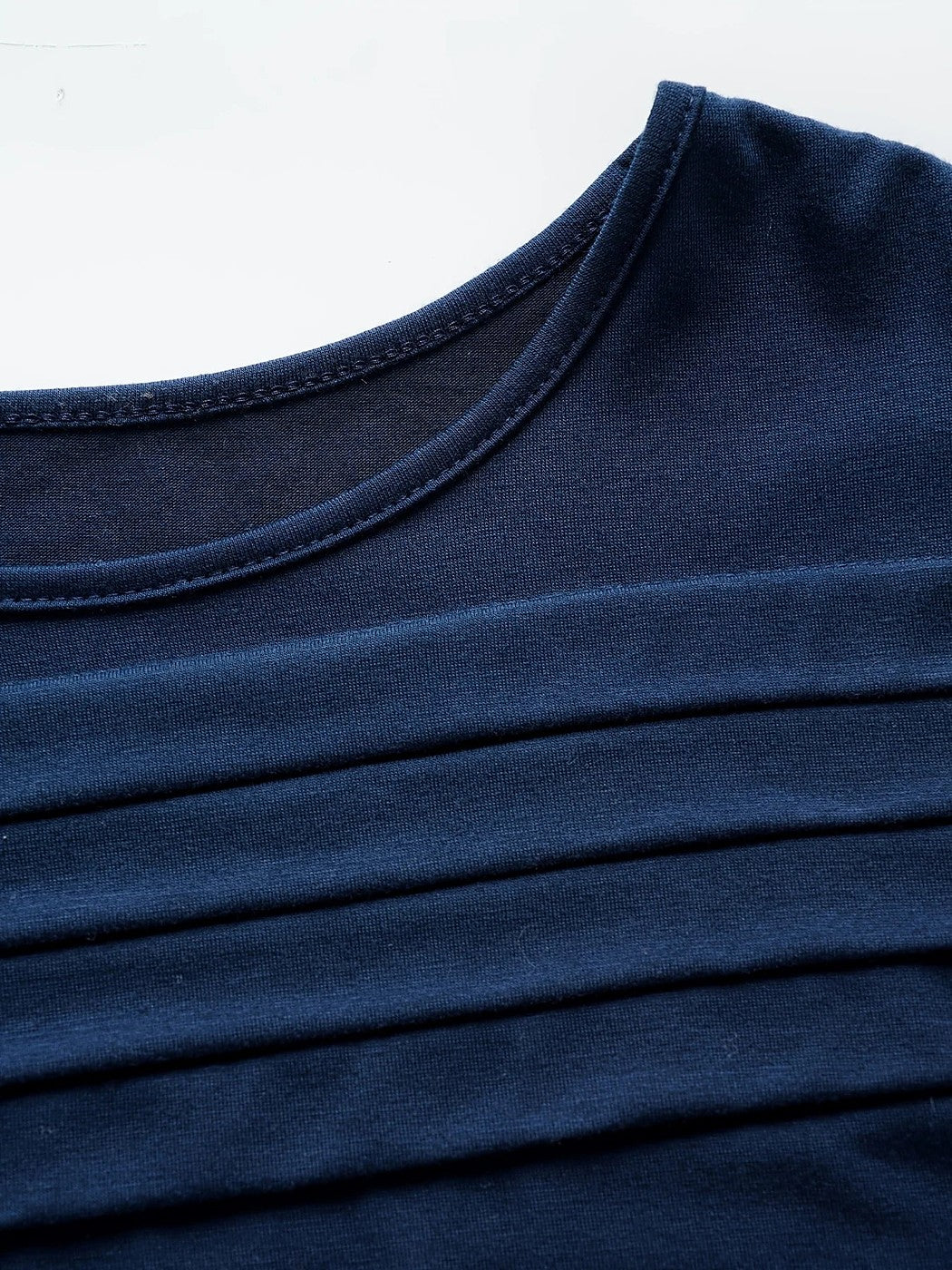 Women's Pleated Front Crew Neck Blouse