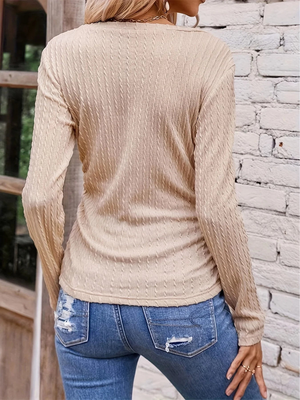 Women's Irregular Hem V Neck Knit Sweater