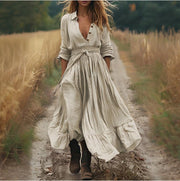 Women's Vintage Neckline Evening Dress in Cream