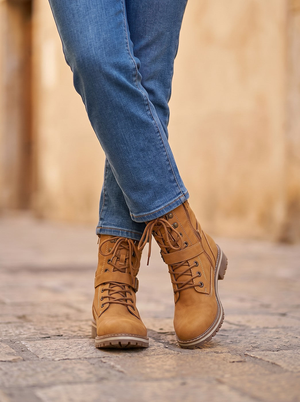 Women's Mid Calf Lug Sole Combat Boots