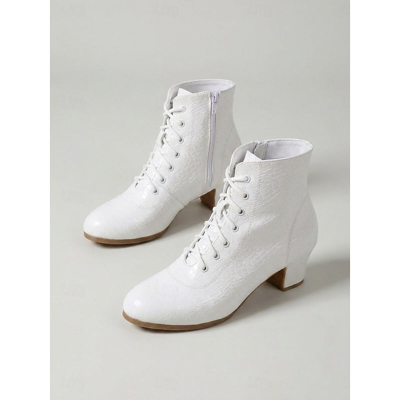 Women's Croc Print Lace Up Booties