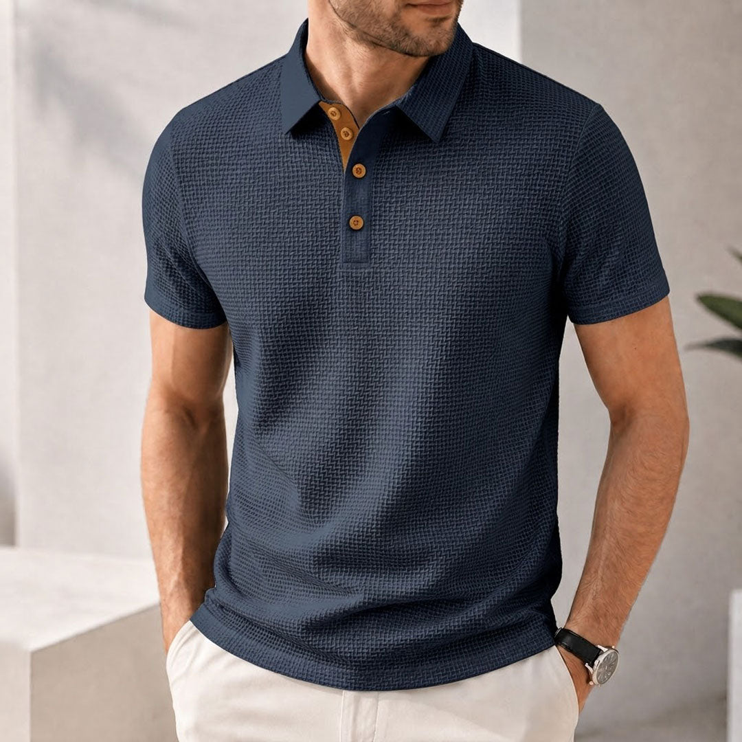 Men's Basketweave Spandex Blend Polo Shirt