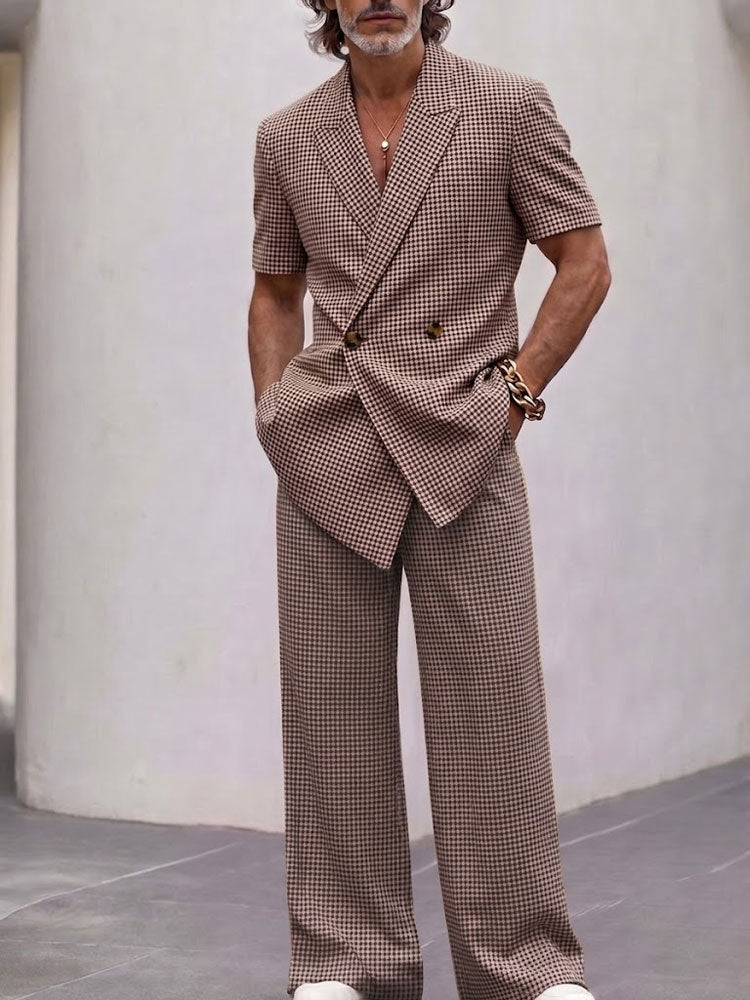 Men's Vintage Plaid Smart Casual Matching Set