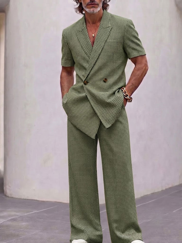 Men's Vintage Plaid Smart Casual Matching Set