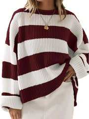 Women's Oversized Wide Stripe Chunky Knit Sweater