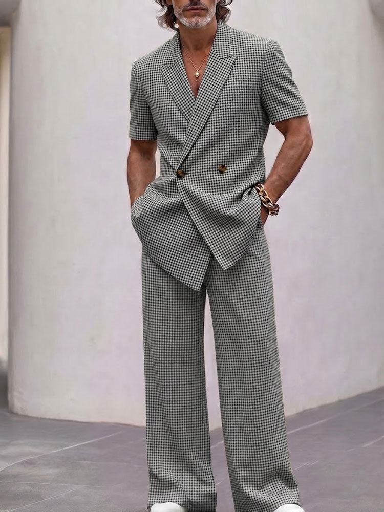 Men's Vintage Plaid Smart Casual Matching Set
