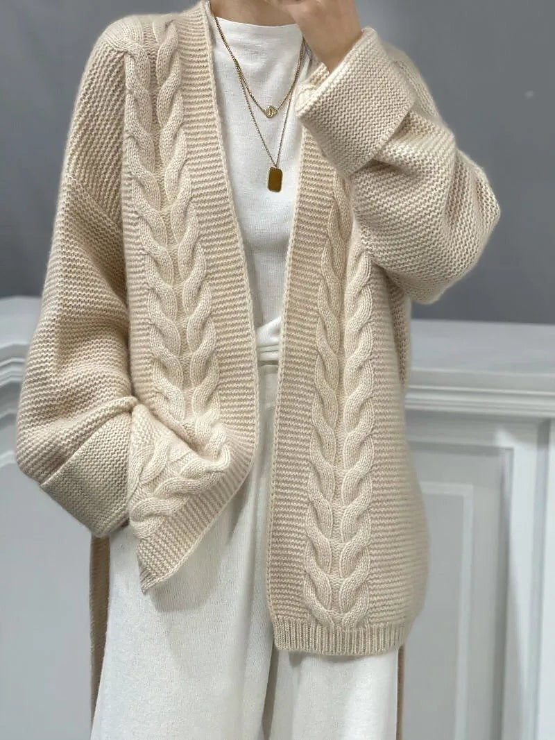 Women's Cable Knit Wrap Cardigan Tie Belt