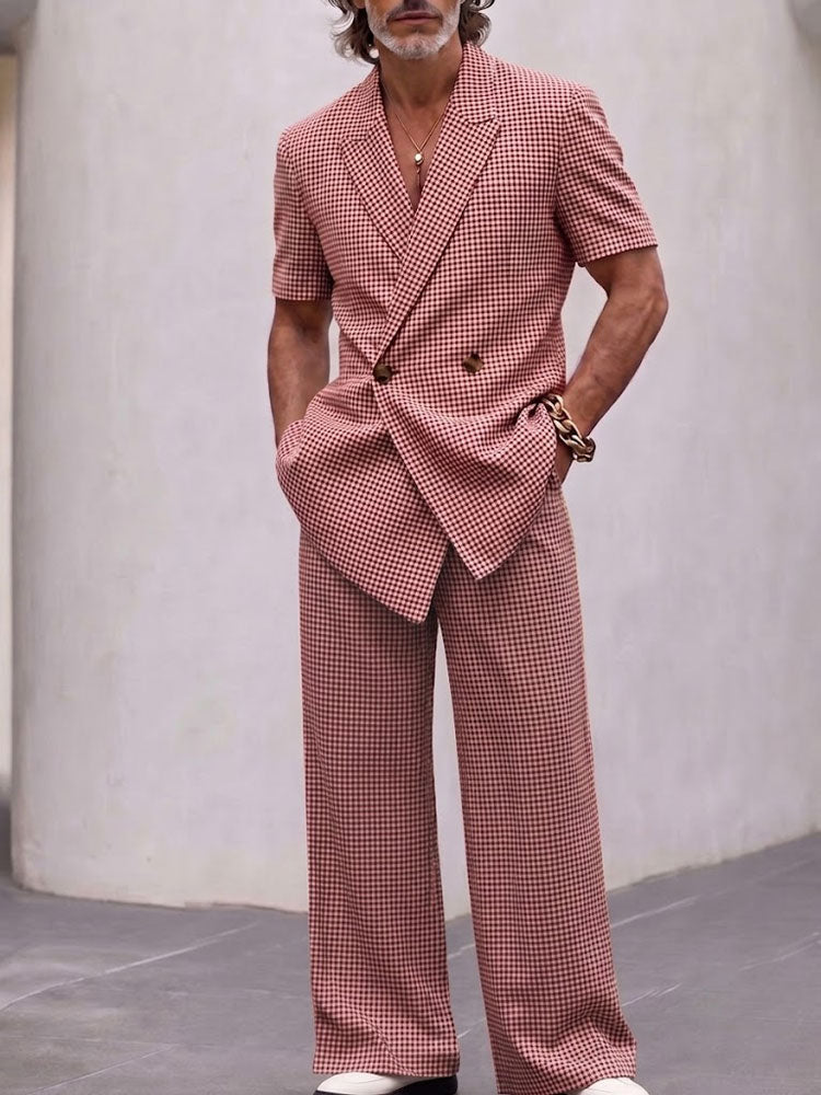 Men's Vintage Plaid Smart Casual Matching Set