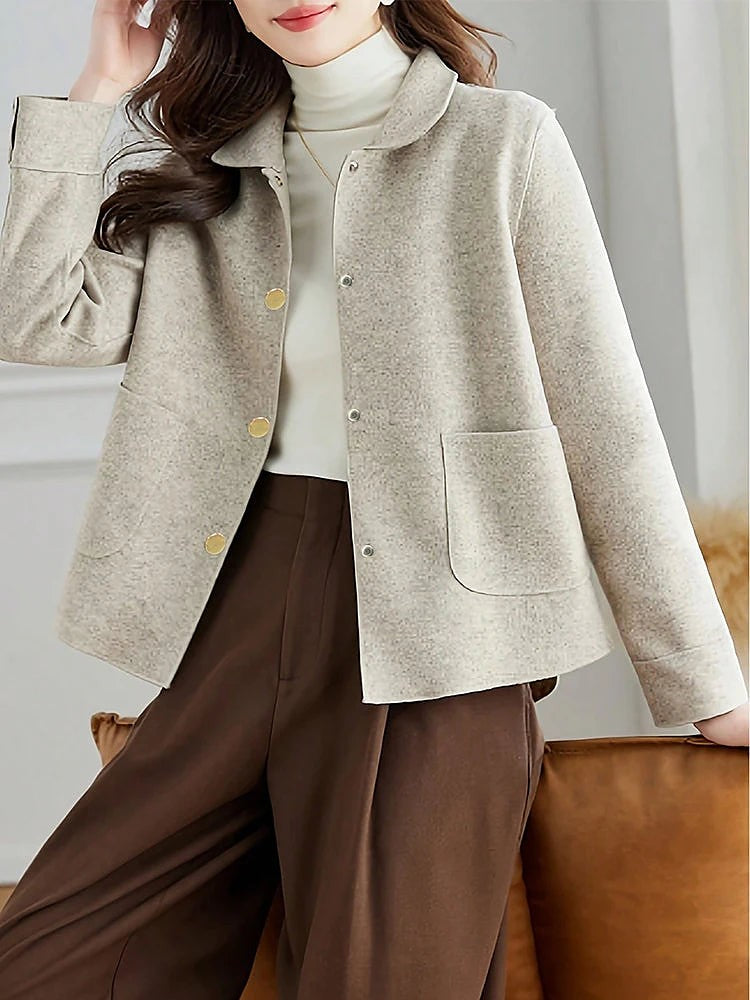 Women's Collared Button Front Short Coat