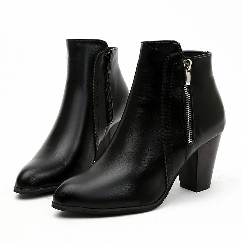 Women's Chunky Wood Heel Ankle Boots