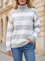 Women's Soft Touch Striped Turtleneck Sweater