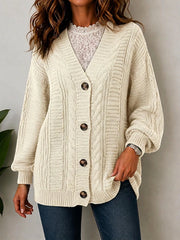 Women's Chunky Cable Button Cardigan
