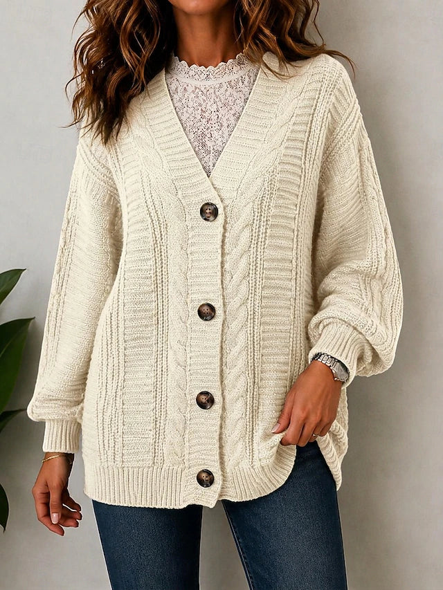 Women's Chunky Cable Button Cardigan