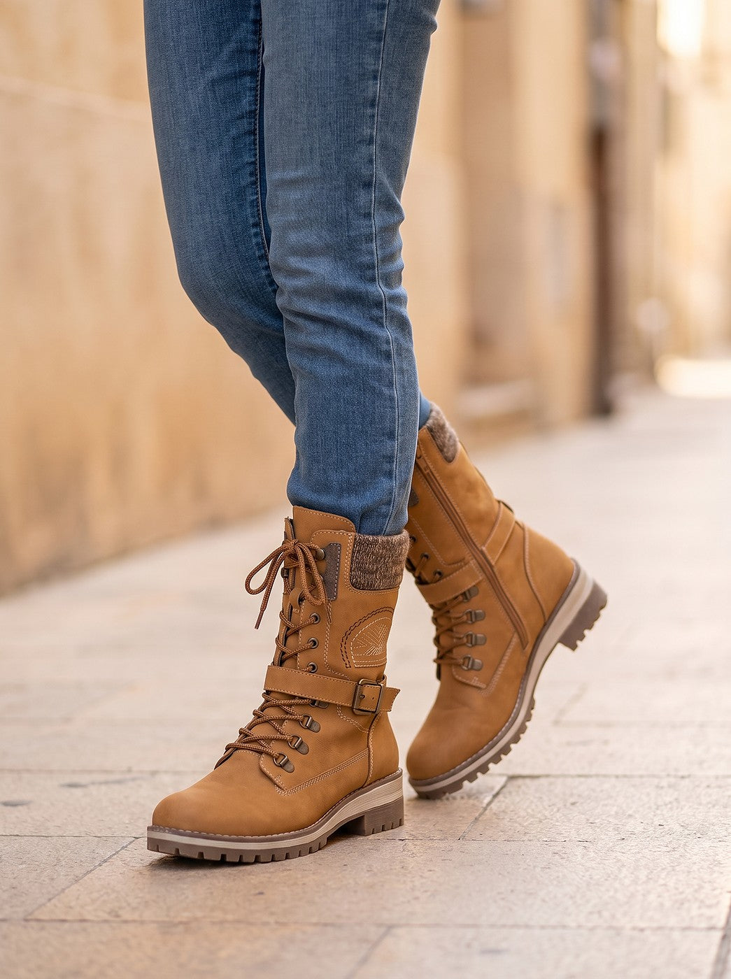 Women's Mid Calf Lug Sole Combat Boots