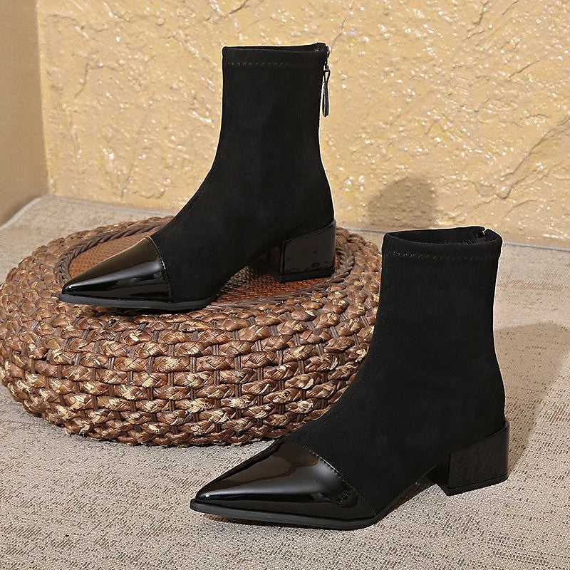 Women's Pointed Cap Toe Heeled Booties