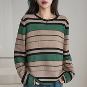 Women's Striped Crewneck Knit Pullover