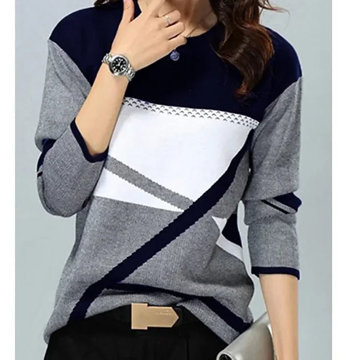 Women's Geometric Colorblock Cutout Knit Pullover
