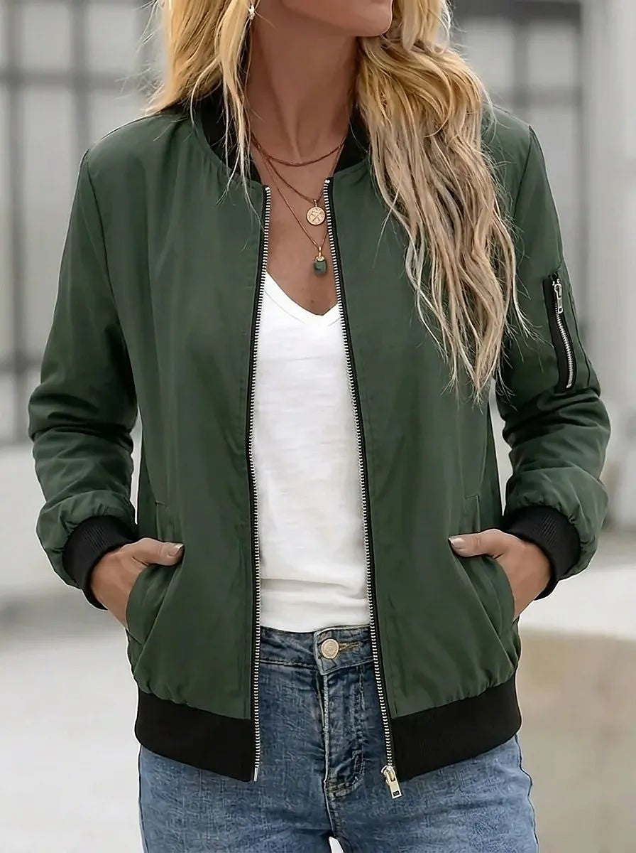 Women's Lightweight Full Zip Bomber Jacket