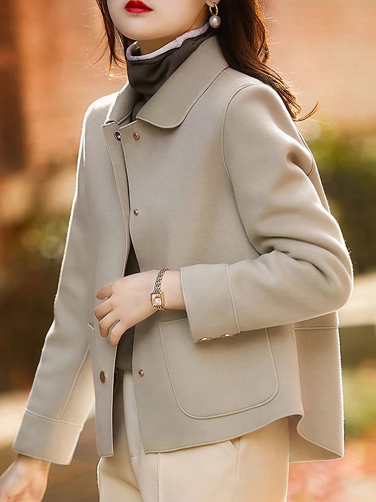 Women's Collared Button Front Short Coat