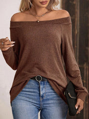 Women's Off Shoulder Wide Neck Knit Top